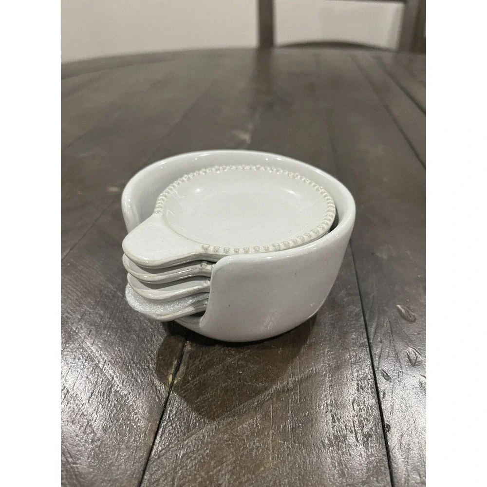 Hearth & Hand With Magnolia Stoneware Teabag Butter Pads Dishes Caddy, 5 Pc Set.